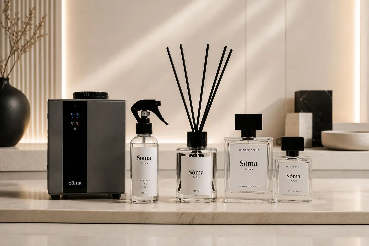 Difusor, room spray, difusor de varillas y perfumes SOMA